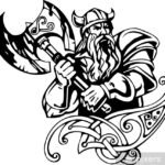 Nordic viking – black white vector illustration. Vinyl-ready.